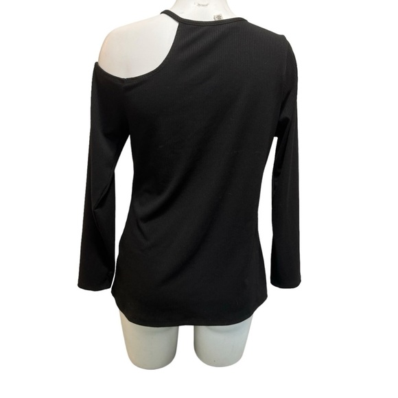 Addition Elle Black Long-Sleeve Knit Top with Cold Shoulder Size 1x - Picture 5 of 10